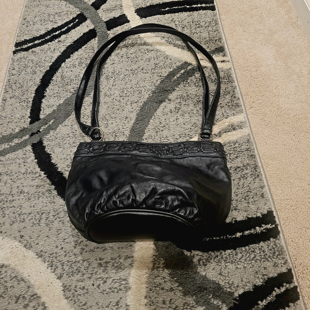 Vtg Portofino Collection Black Leather Shoulder Purse Bag